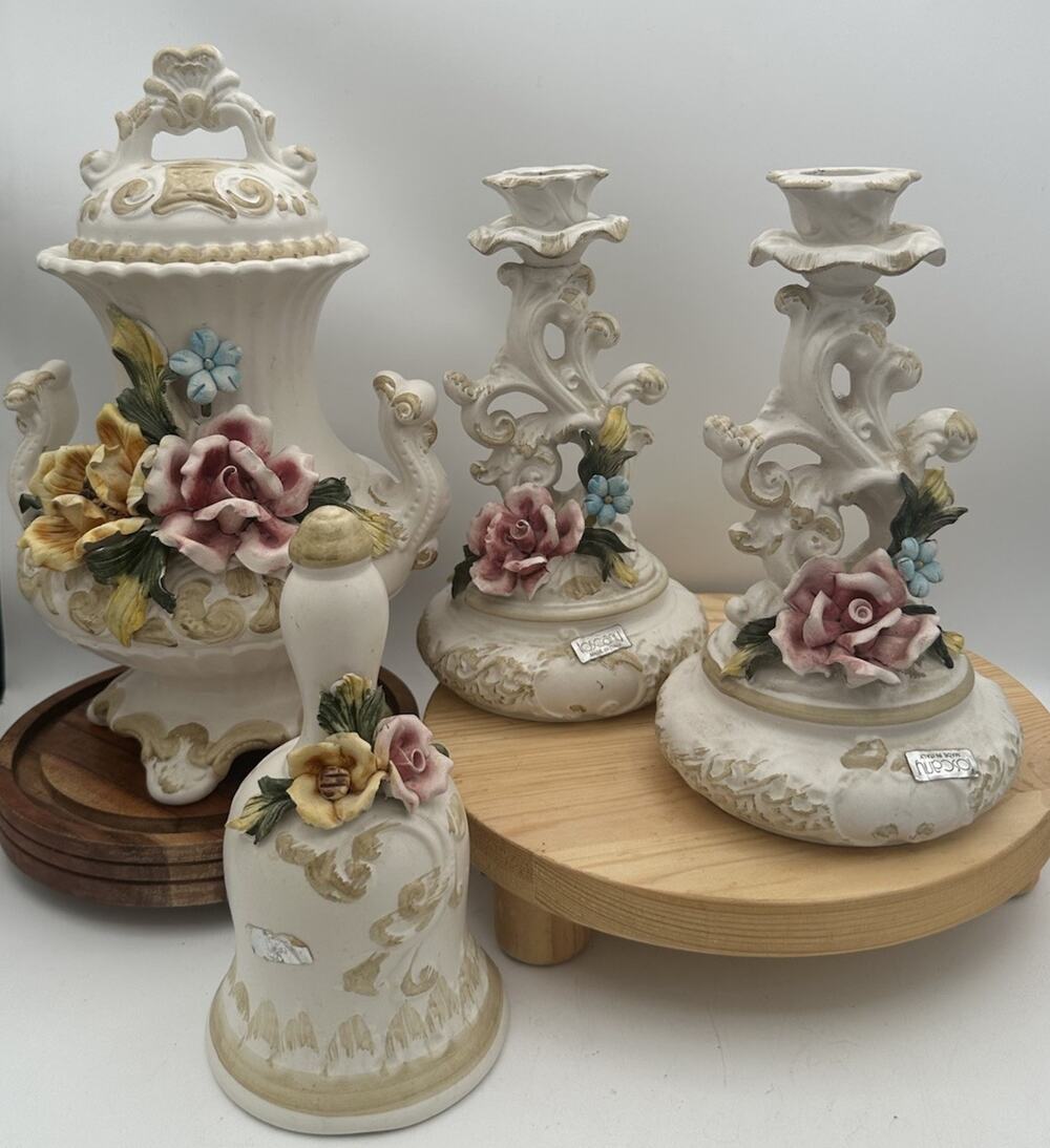Vintage Capodimonte Italy Porcelain 4-Piece Set Toscany Collection Italy